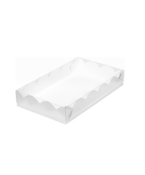 Коробка для пряников с прозрачной крышкой, белая 22х15х3,5 см