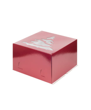 Коробка для торта с окном Ёлка, 30х30х19см, красная