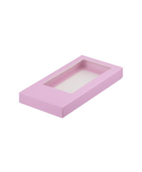 Коробка для шоколадной плитки с окном, розовая 160х80х17мм