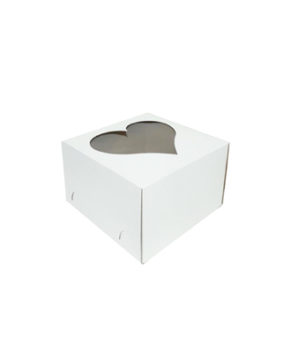Коробка для торта с окном сердце, 30х30х19см, белая