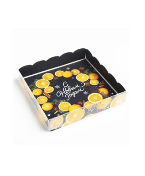Коробка для пряников С новым годом (апельсины)15х15х3см