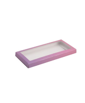 Коробка для шоколадной плитки с окном 17х8х1,4 см, розово-сиреневая