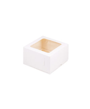 Коробка для капкейков с окном, 4 ячейки, белая