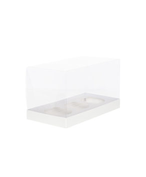 Коробка для капкейков с пластиковой крышкой Премиум, 3 ячейки, белая