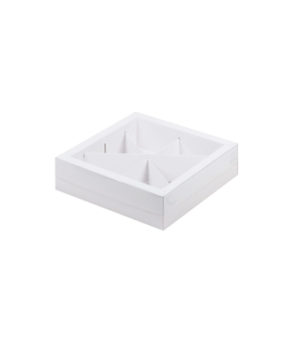 Коробка под ассорти сладостей 20х20х5,5 см (4 или 6 ячеек), белая
