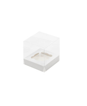 Коробка для капкейков с пластиковой крышкой, 1 ячейка, белая
