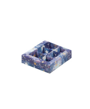 Коробка на 6 конфет с пластиковой крышкой, Звездное небо