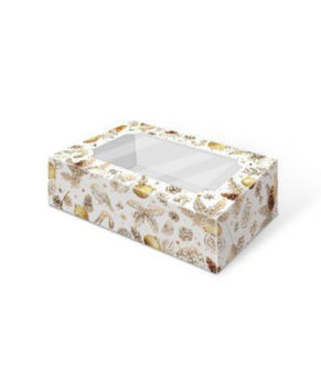 Коробка для зефира и печенья с окошком Шишки, 25х15х7см