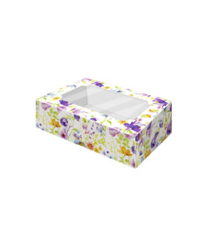 Коробка для зефира и печенья с окошком Полевые цветы, 25х15х7см