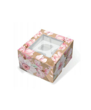 Коробка для капкейков с окном 4 ячейки, Нарциссы