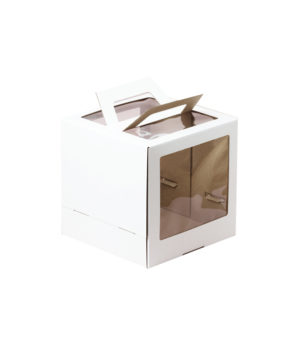 Коробка для торта с окном и ручкой, 28х28х28см, белая
