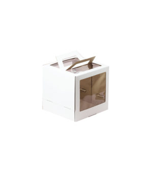Коробка для торта с окном и ручкой, 20х20х20см, белая