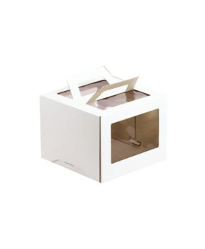 Коробка для торта с окном и ручкой, 26х26х20см, белая