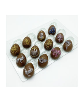 Пластиковая форма для шоколада Яйца Ассорти Мини, 12 ячеек