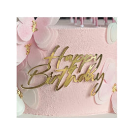 Топпер боковой Надпись Happy Birthday №4, золото